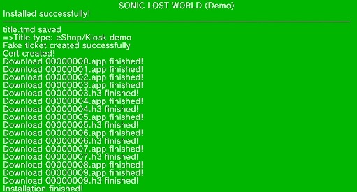 Installation success screen